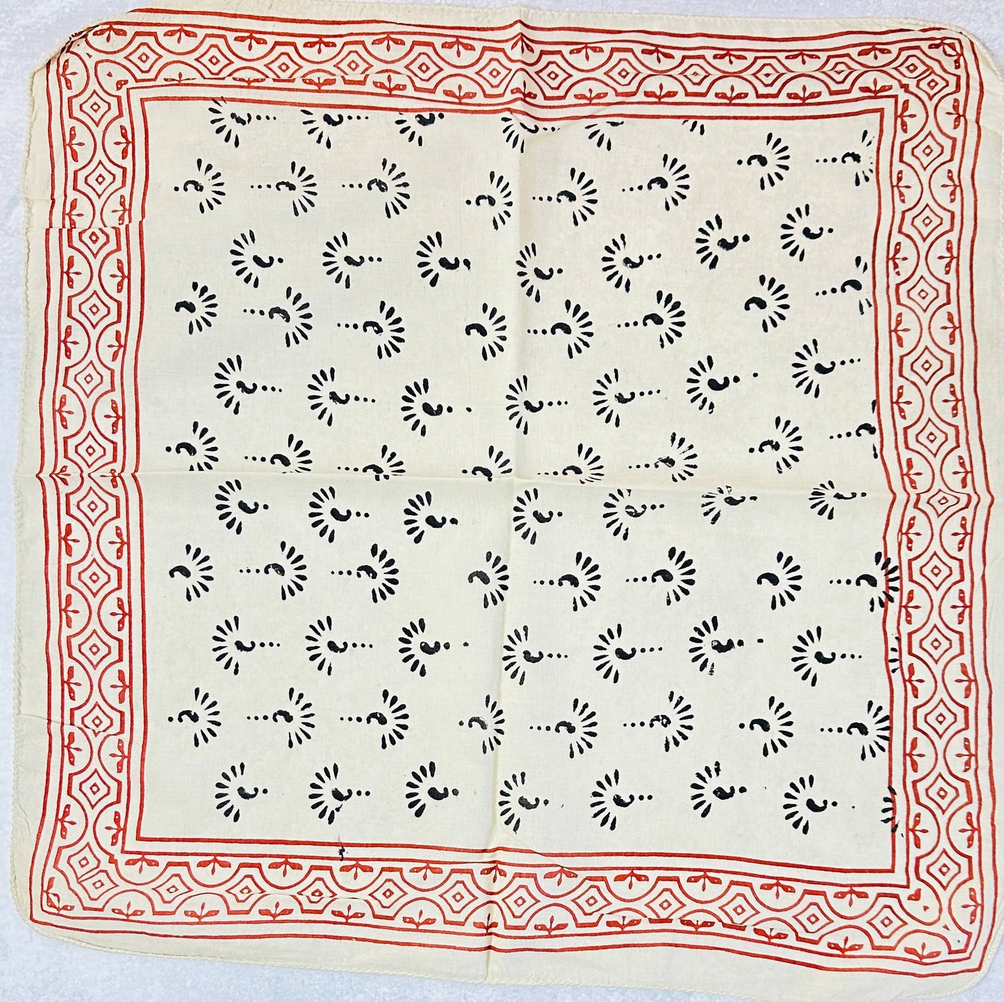 Block Printed Bandana - Black Floral