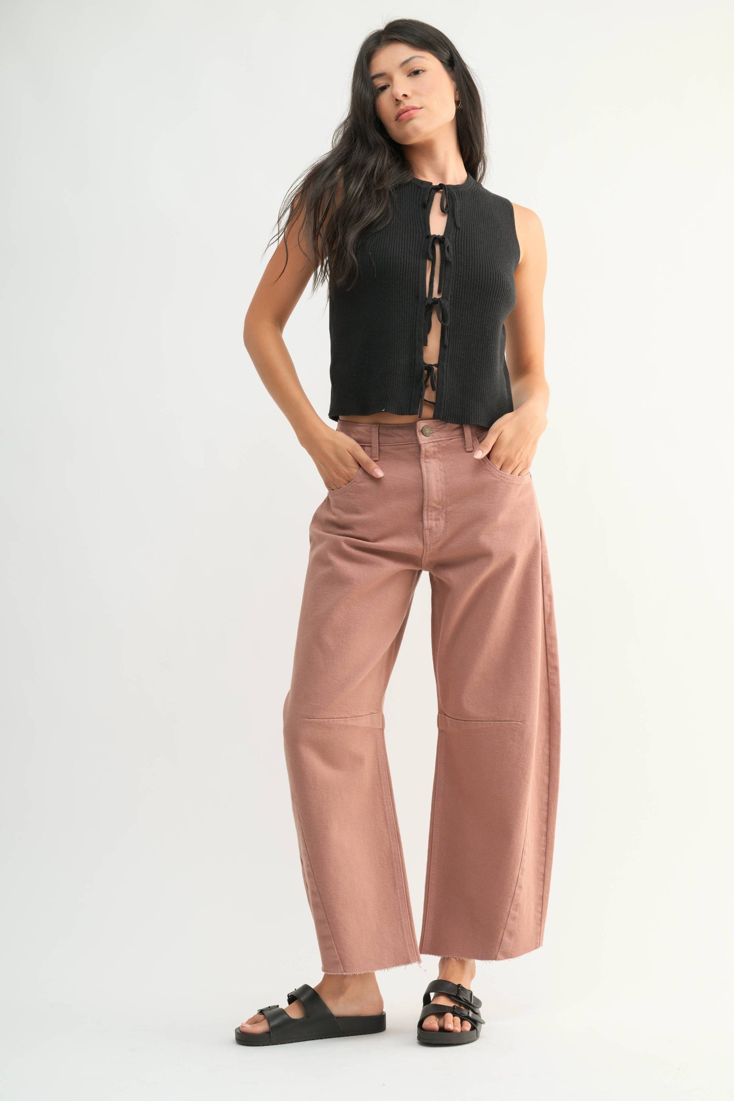 BP473J - CLAY - Barrel Jean w/ Seams