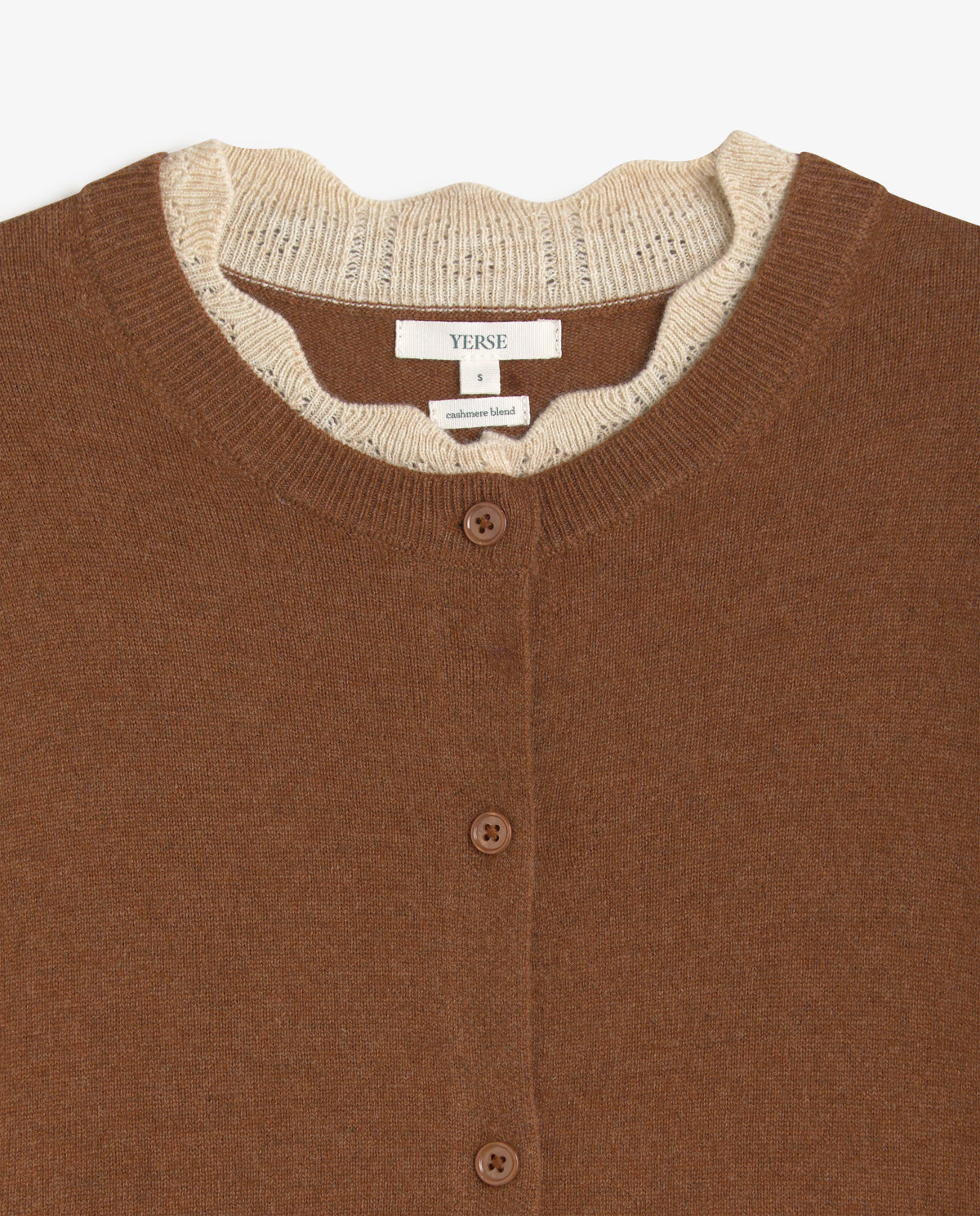 45514-Round Neck Cardigan With Contrast Details