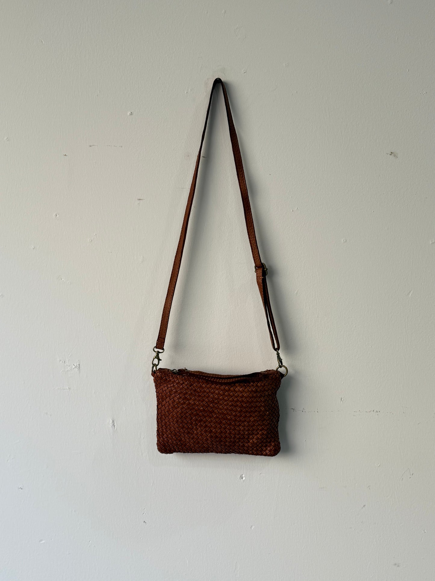 Italian Woven Leather Clutch I - Mocca