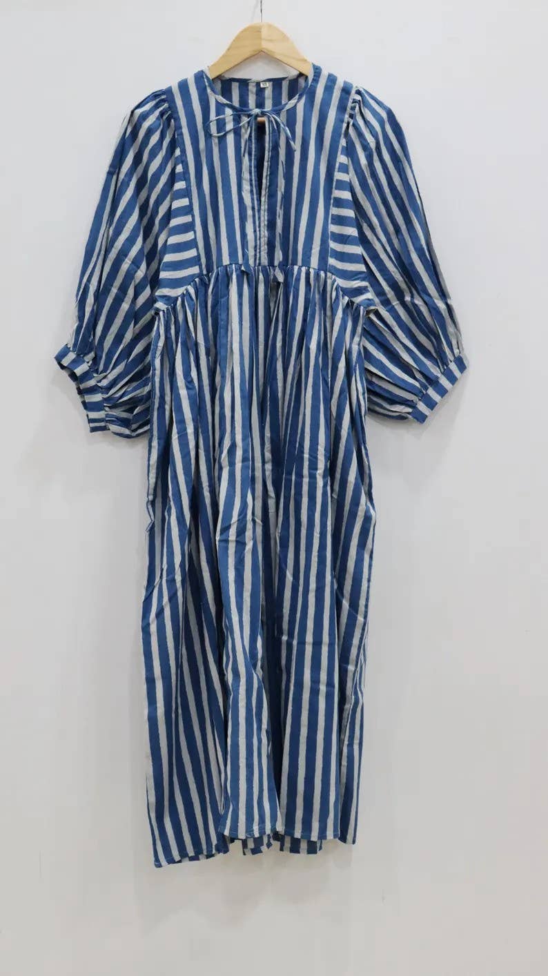 Indian Soft Cotton Printed Summer Dress Night Midi Girl