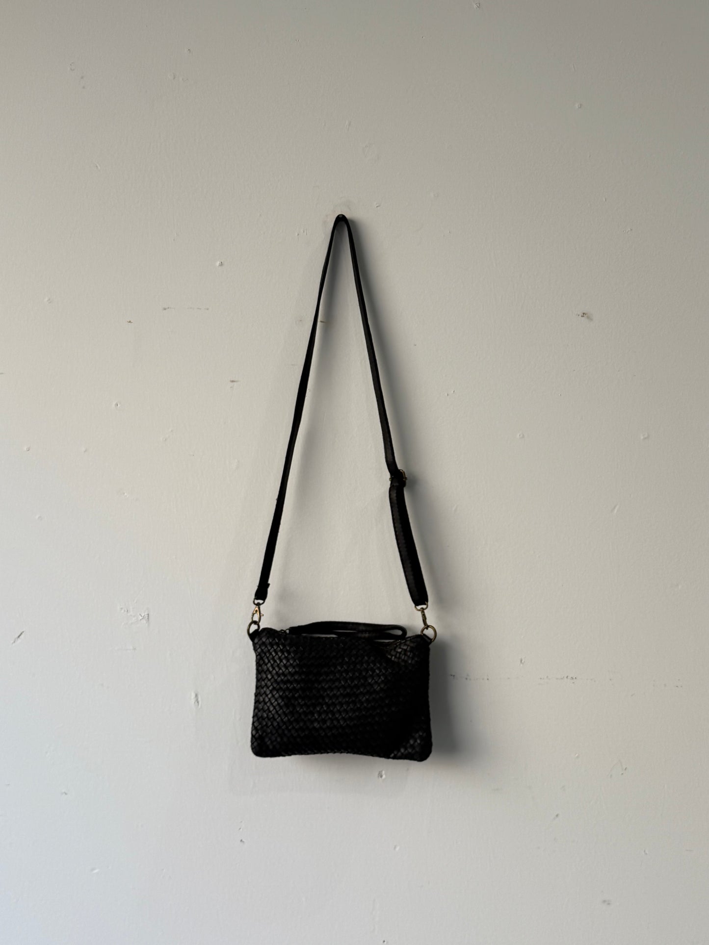 Italian Woven Leather Clutch I - Black