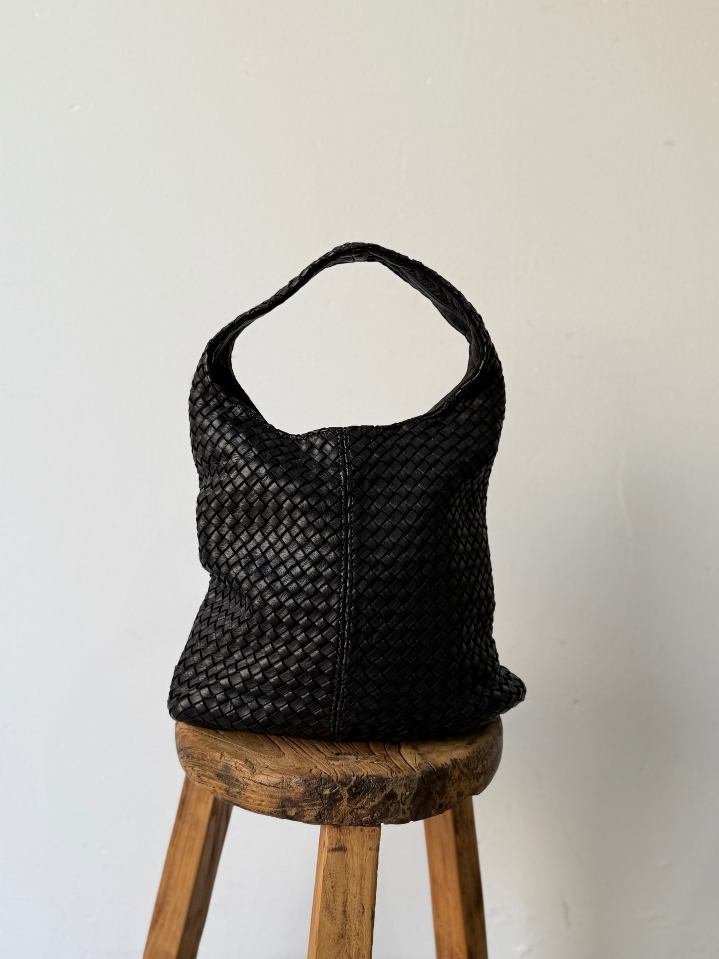 Italian Woven Tote Bag Black
