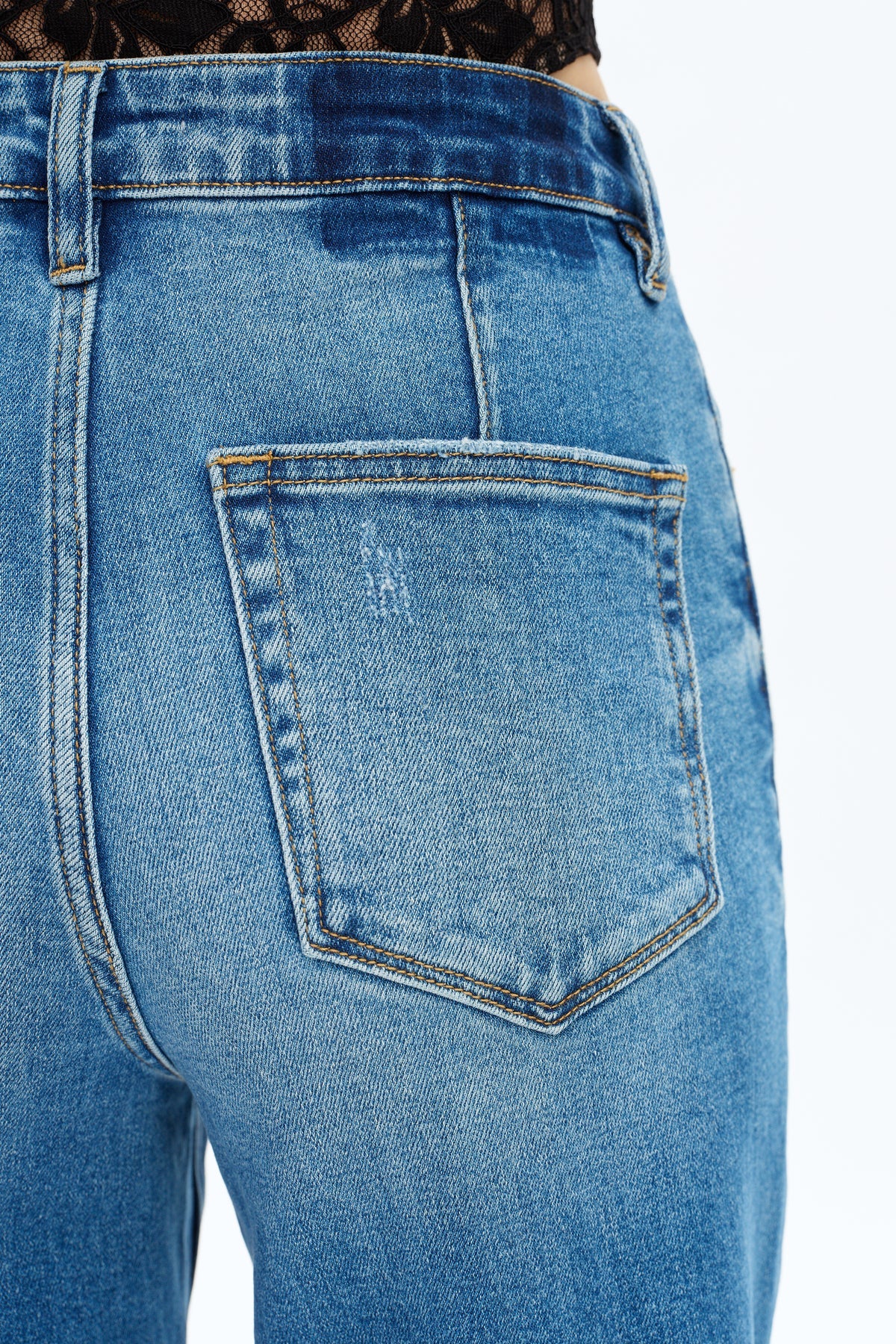 BYW8101 - Super High Rise Wide Leg- Mid Blue