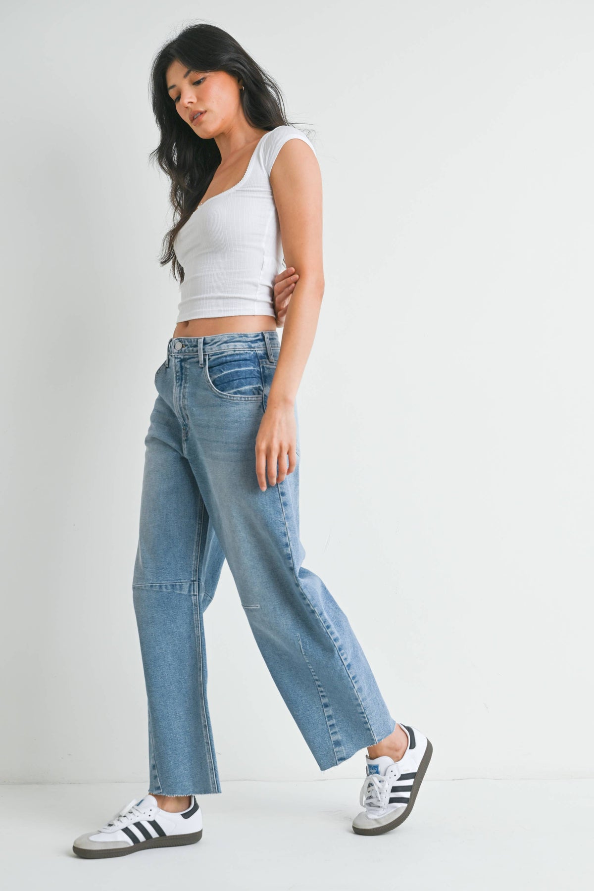 BP473J - LT - Barrel Jean w/ Seams