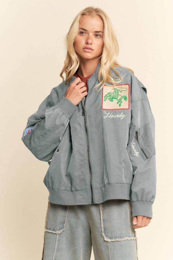 Embroidered Western Bomber Jacket