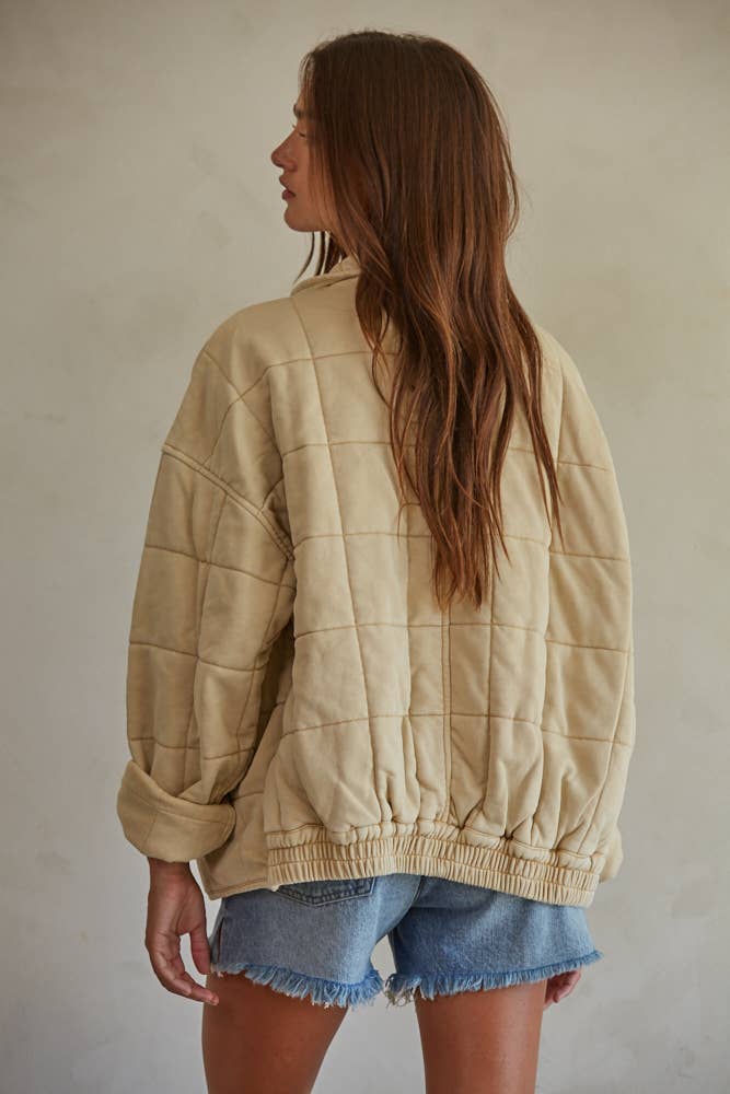 L4369 | Long Sleeve Quilted Knit Mineral Washed Jacket