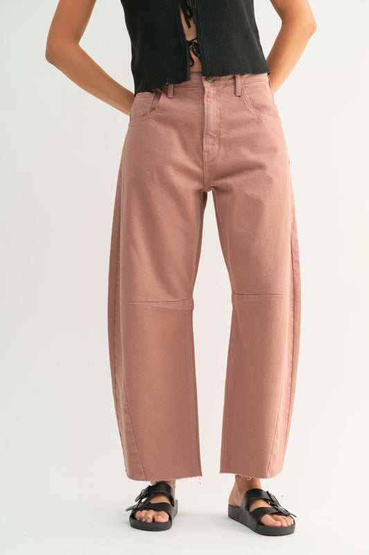 BP473J - CLAY - Barrel Jean w/ Seams