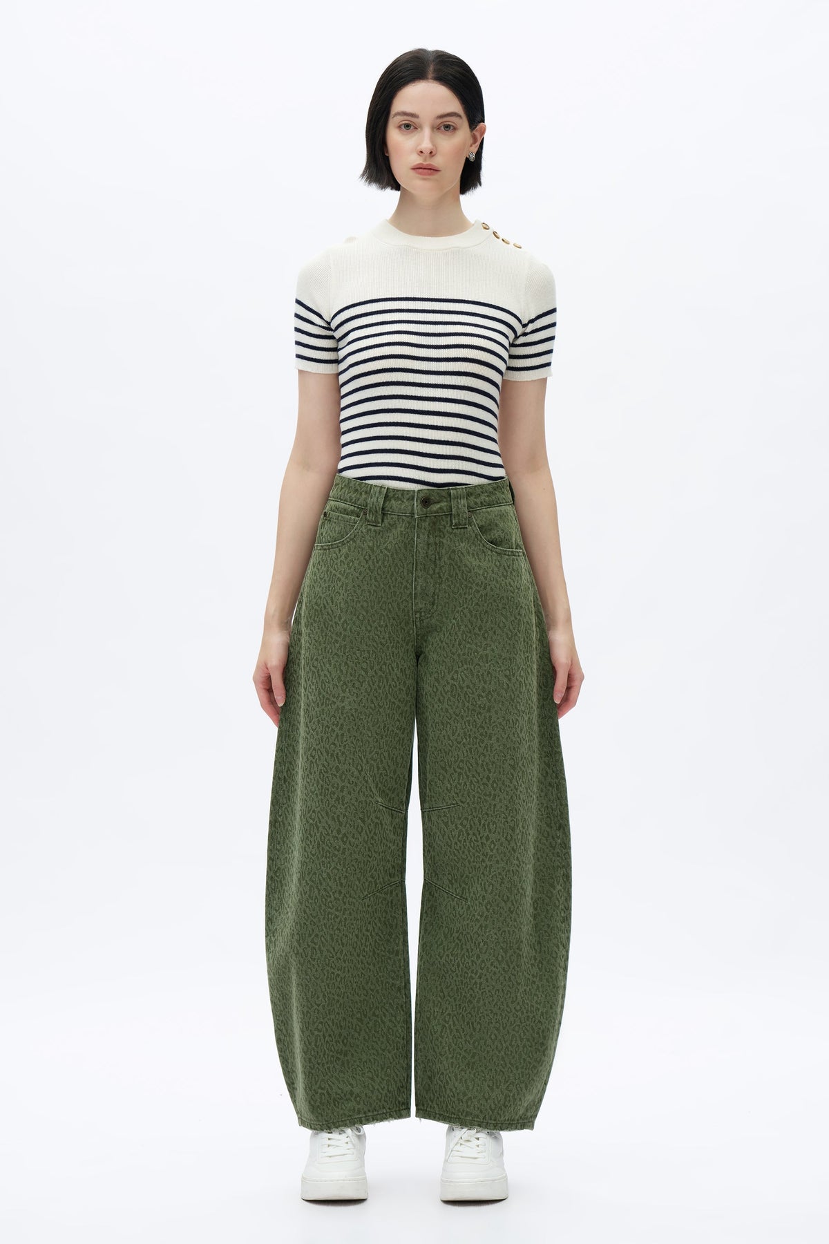 High Rise Leopard Barrel Pant
