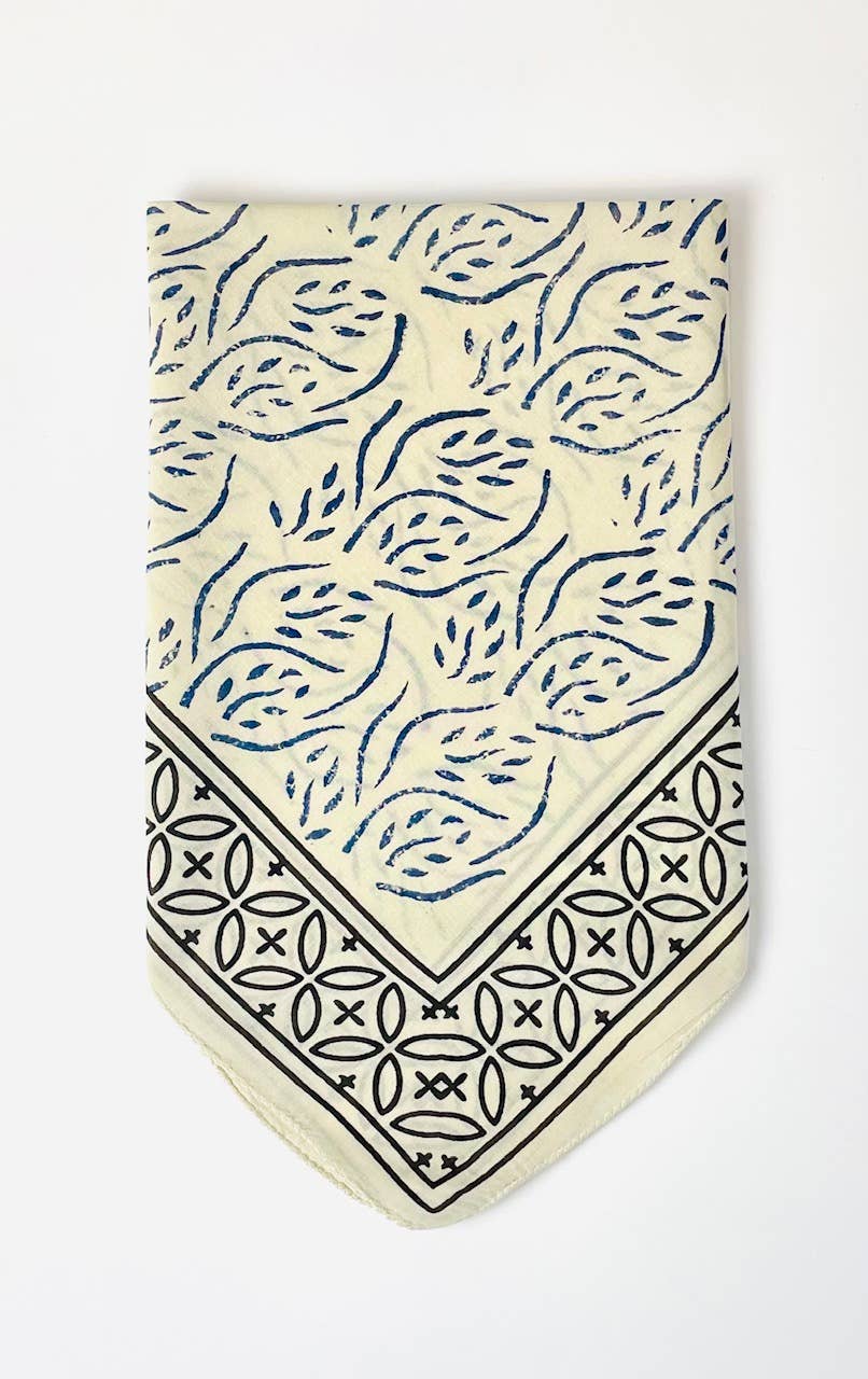 Block Printed Bandana  - Blue Floral