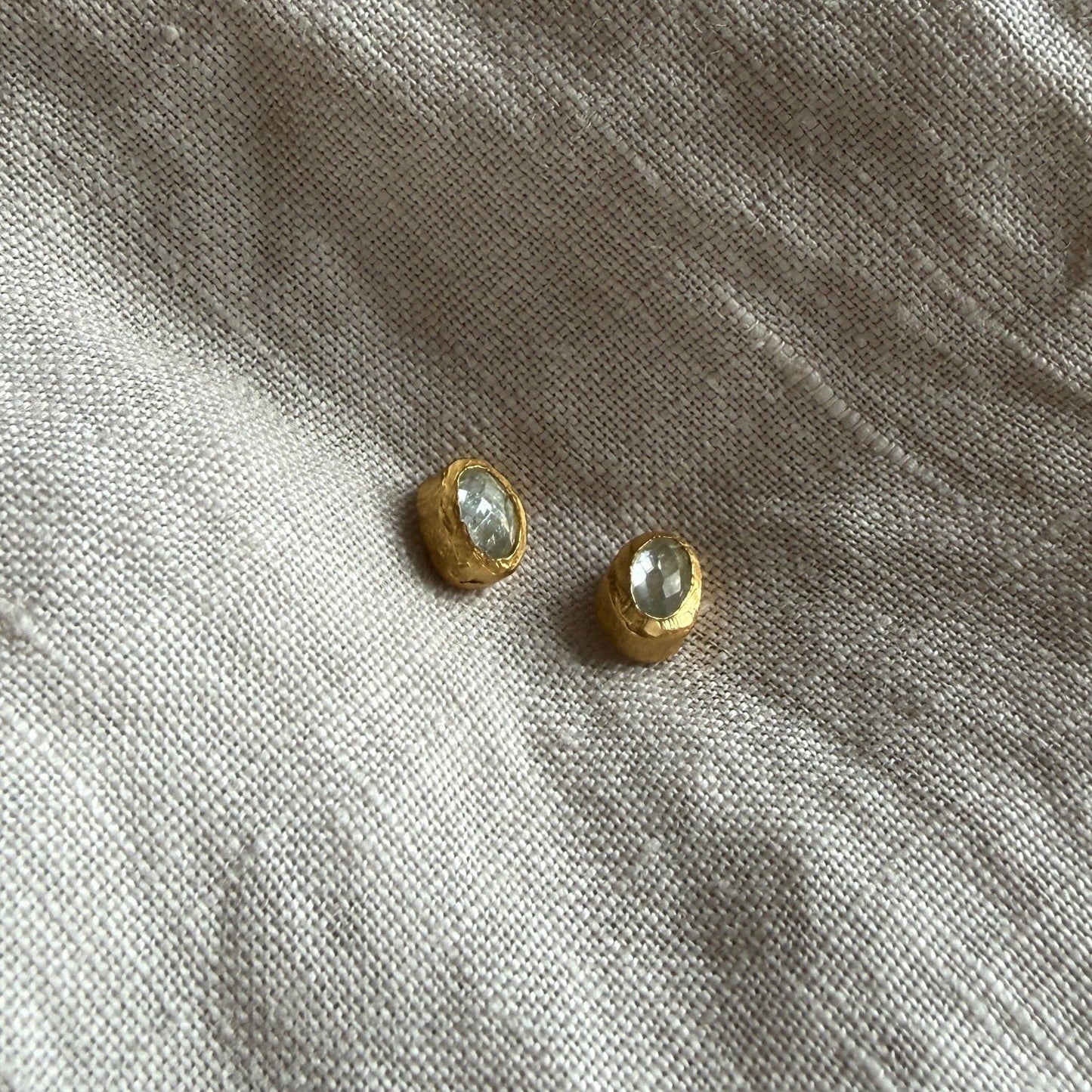 Skye Studs | Aquamarine & Gold