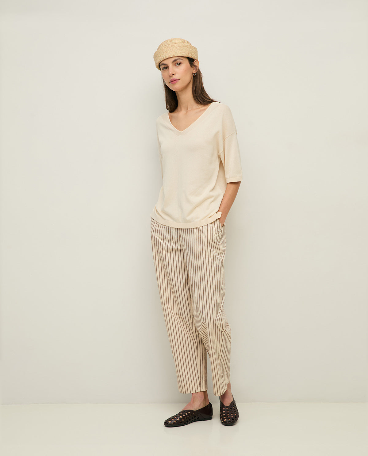44834 - Straight Poplin Trousers