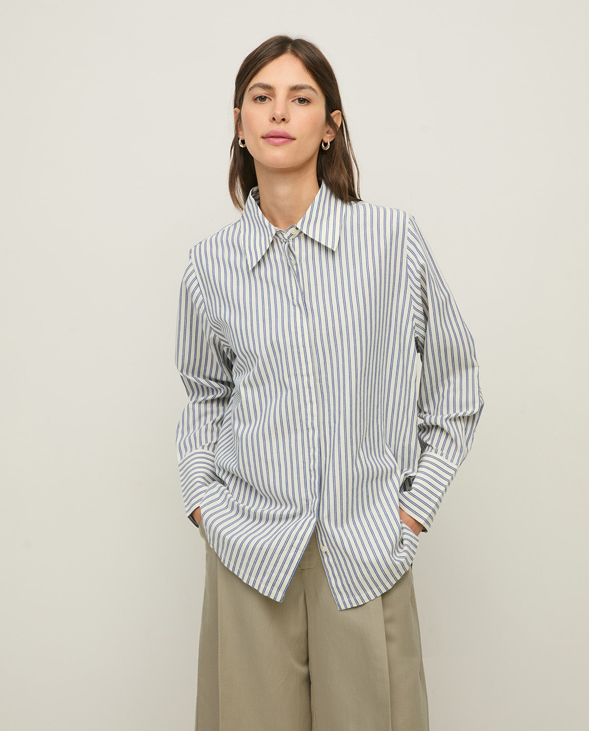44886 - Oversized Shirt Collar Shirt