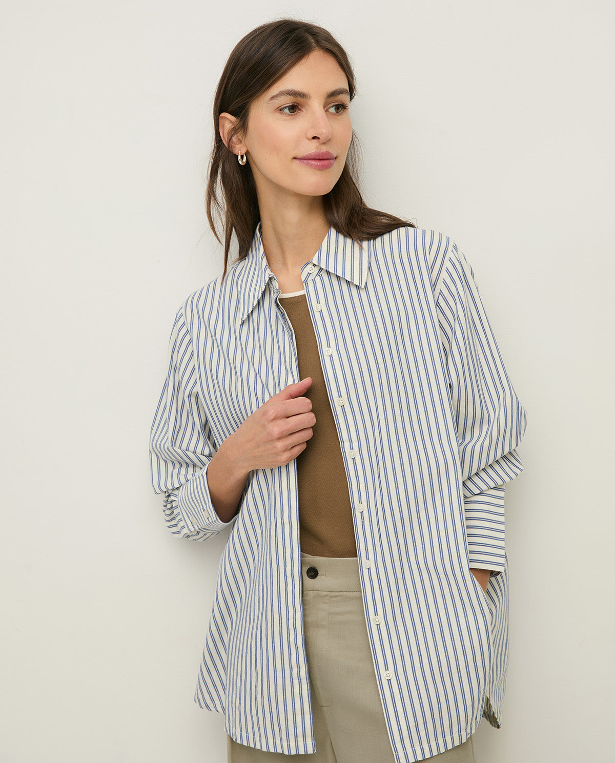 44886 - Oversized Shirt Collar Shirt