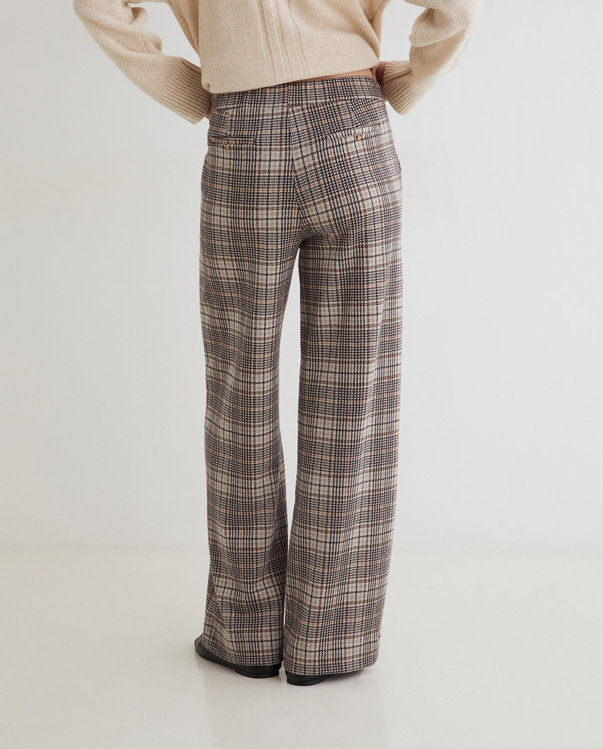 45422-Wide Leg Check Trousers
