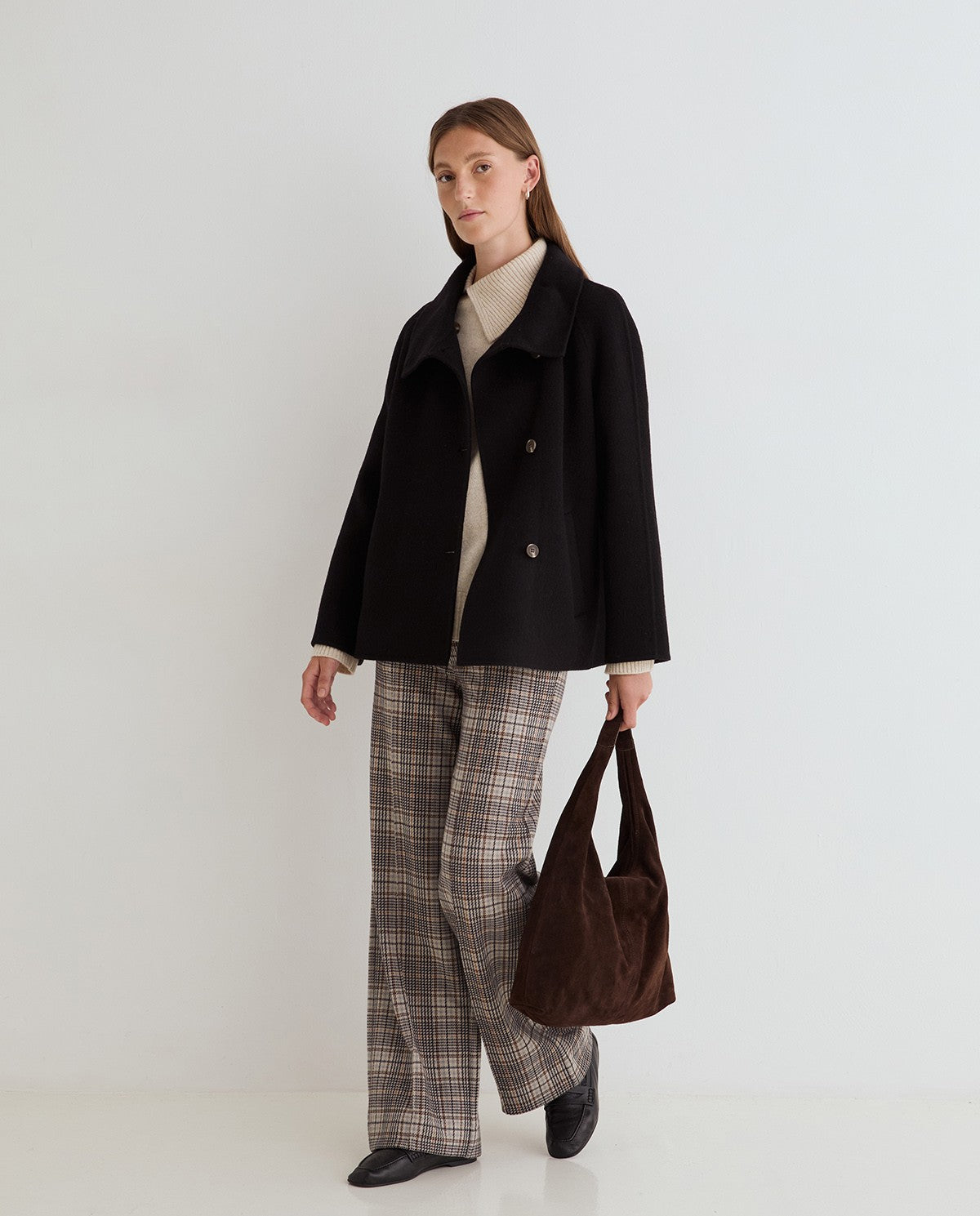 45422-Wide Leg Check Trousers