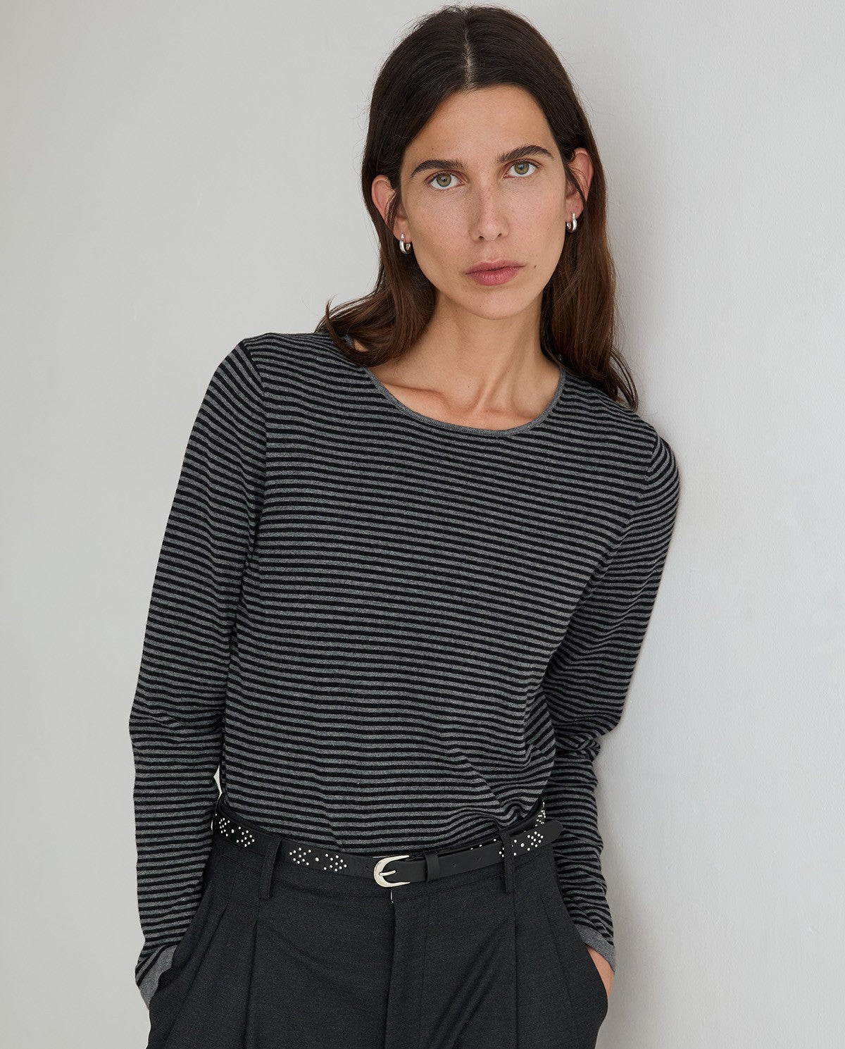 45501-Striped Sweater With Embroidered Logo