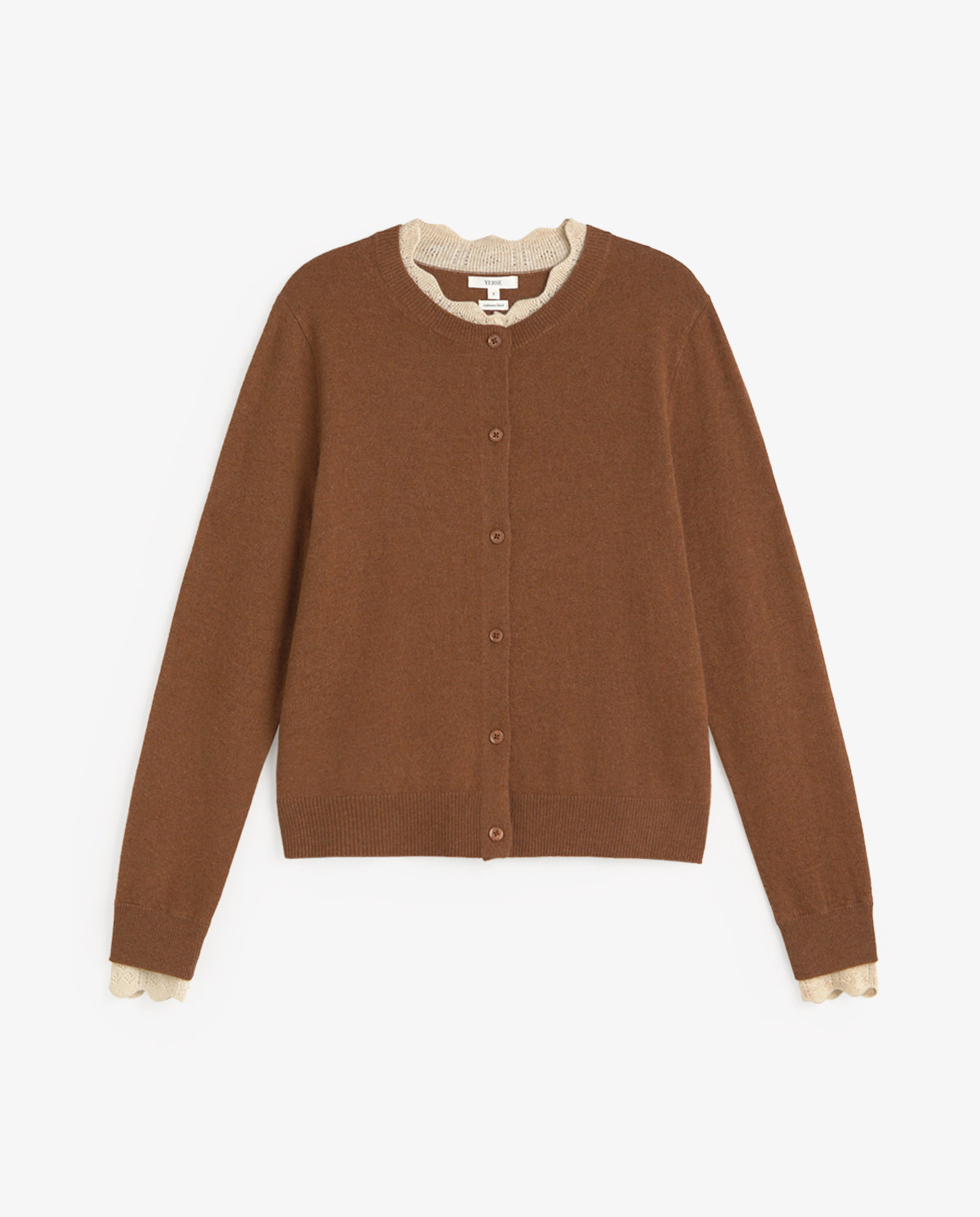 45514-Round Neck Cardigan With Contrast Details