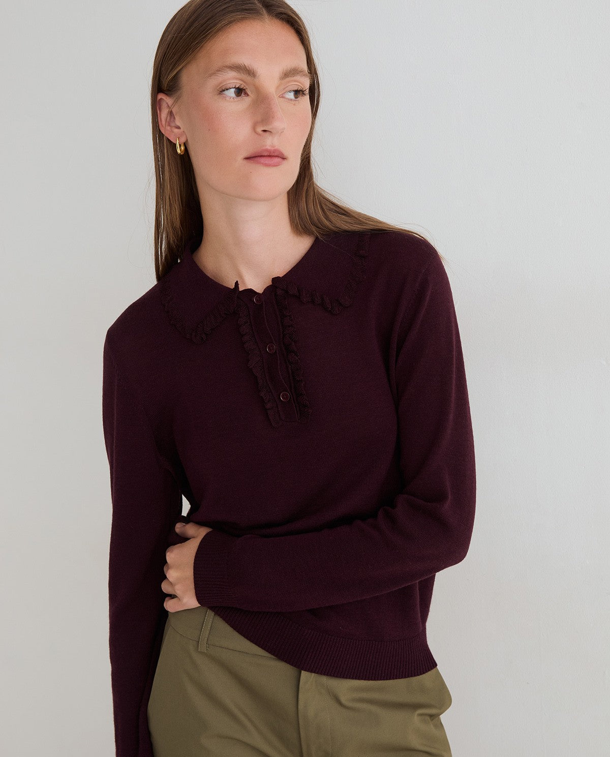 45525-Polo Ruffle Neck Sweater
