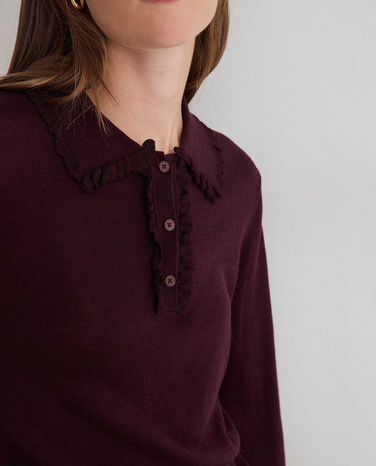 45525-Polo Ruffle Neck Sweater