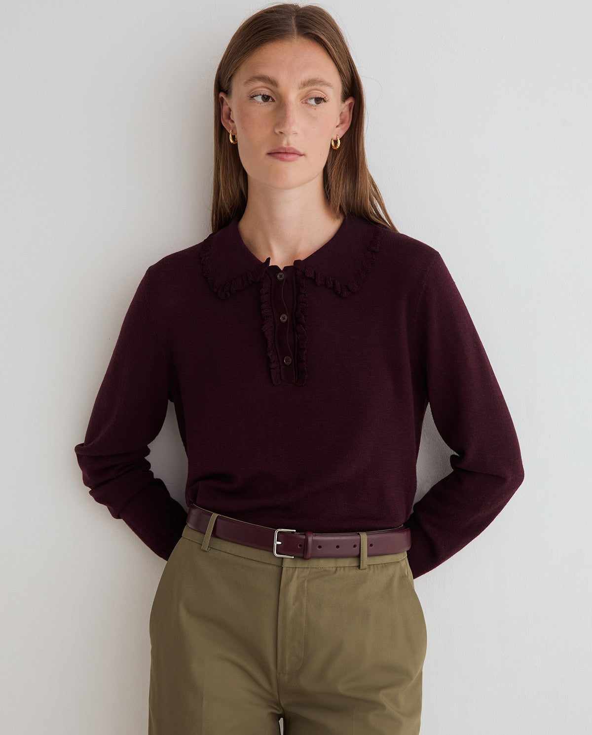 45525-Polo Ruffle Neck Sweater