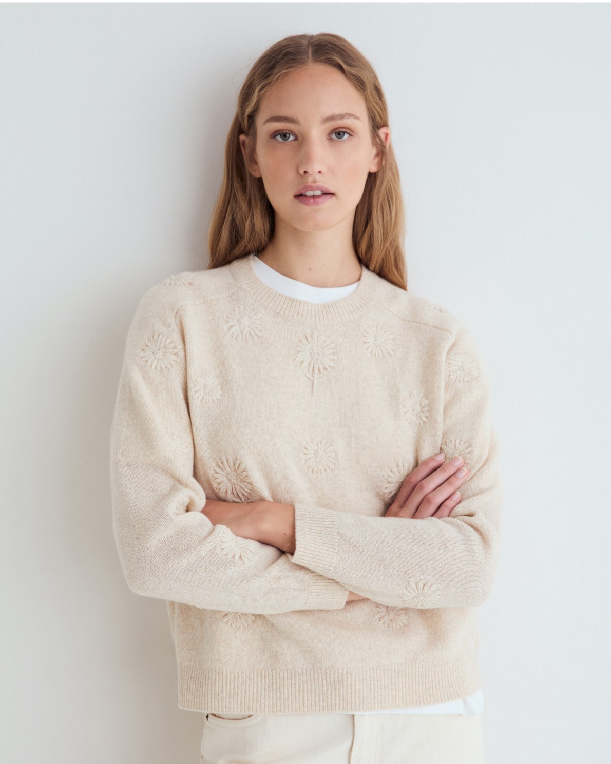 45531-Tone On Tone Embroidered Sweater