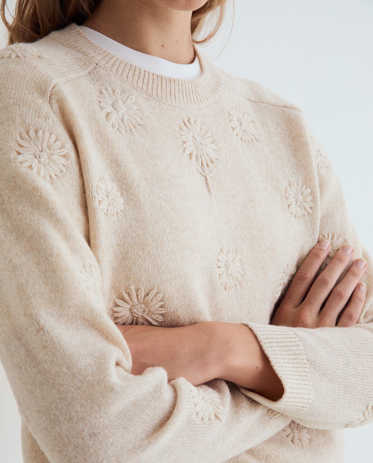45531-Tone On Tone Embroidered Sweater