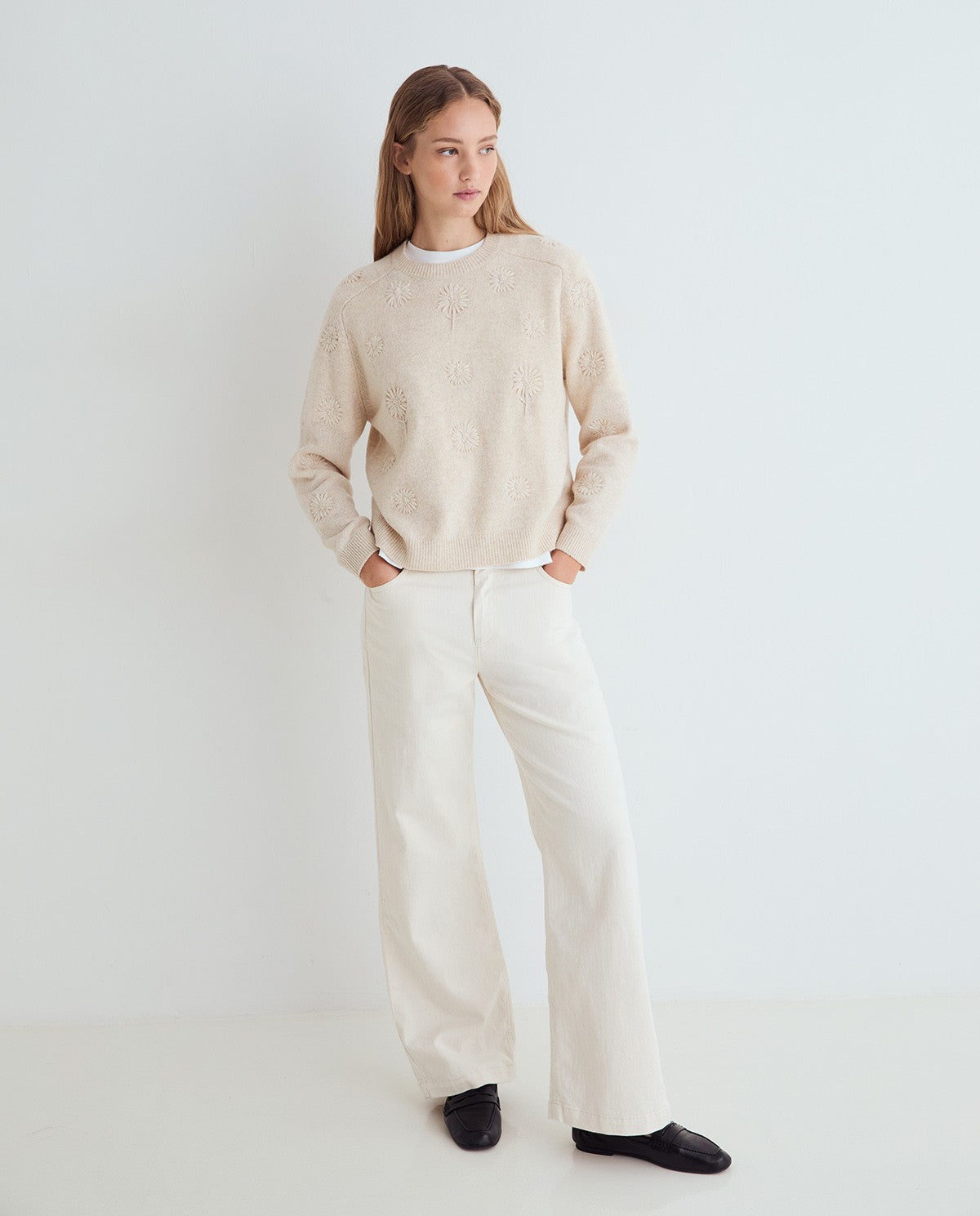 45531-Tone On Tone Embroidered Sweater