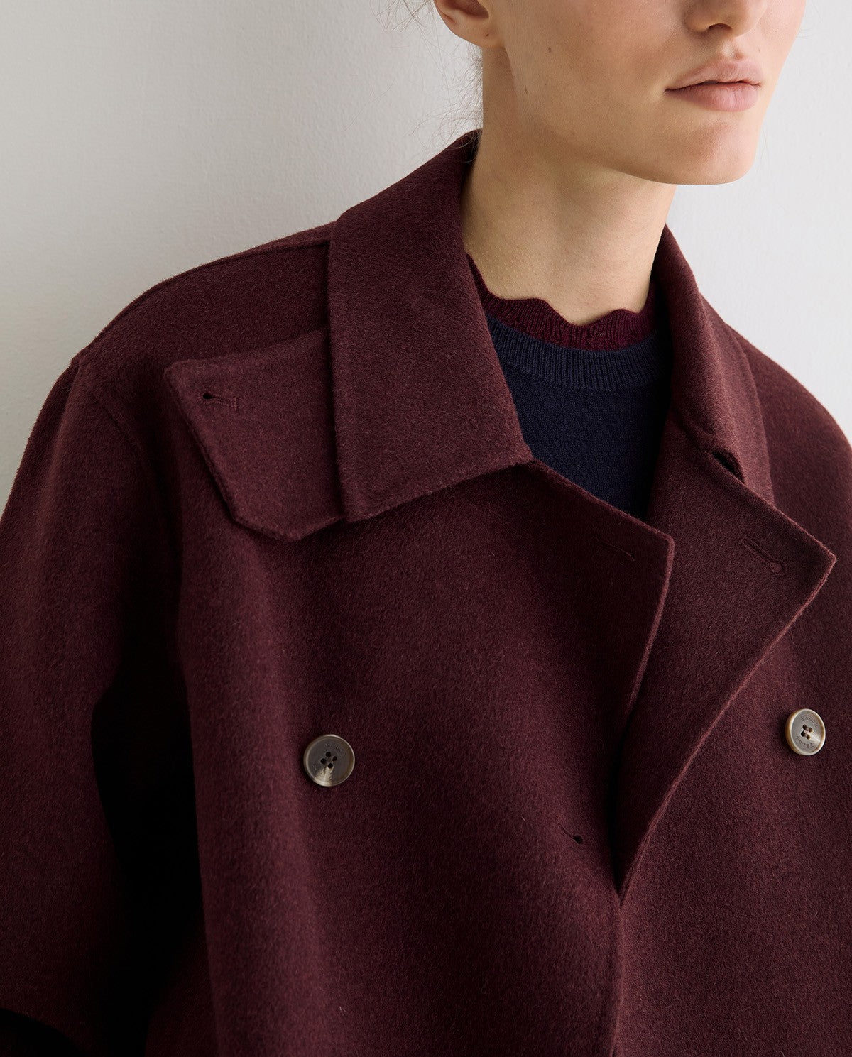 45605-Short Double-Breasted Handmade Coat