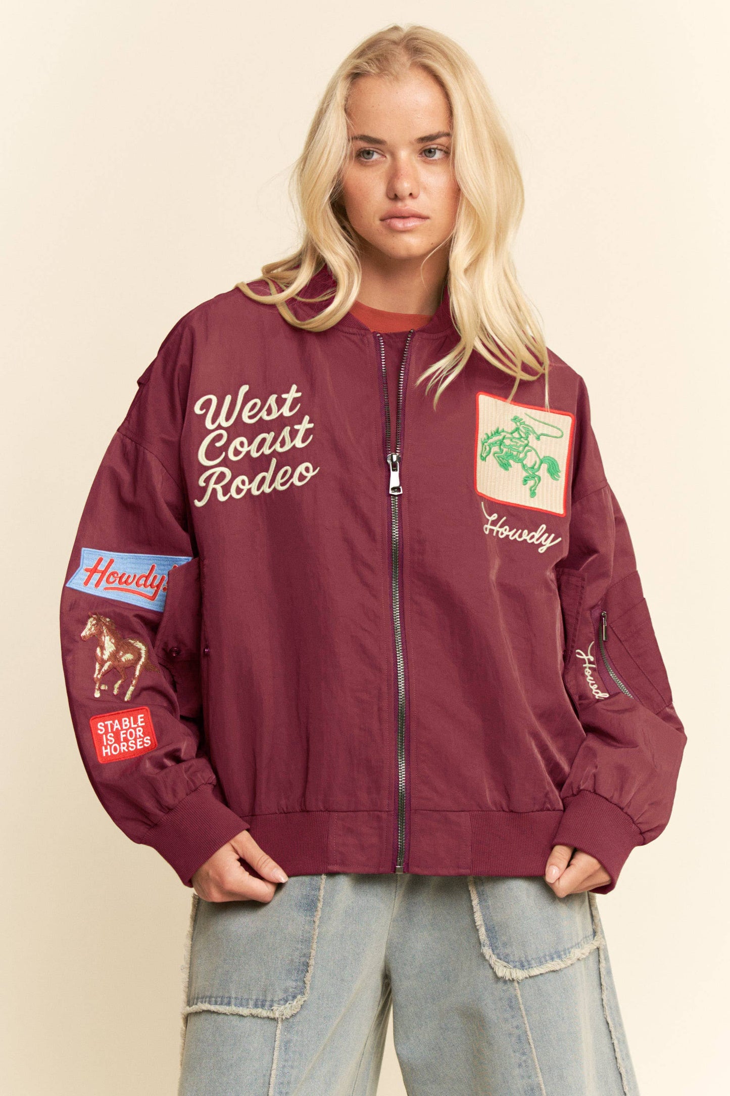 Embroidered Western Bomber Jacket
