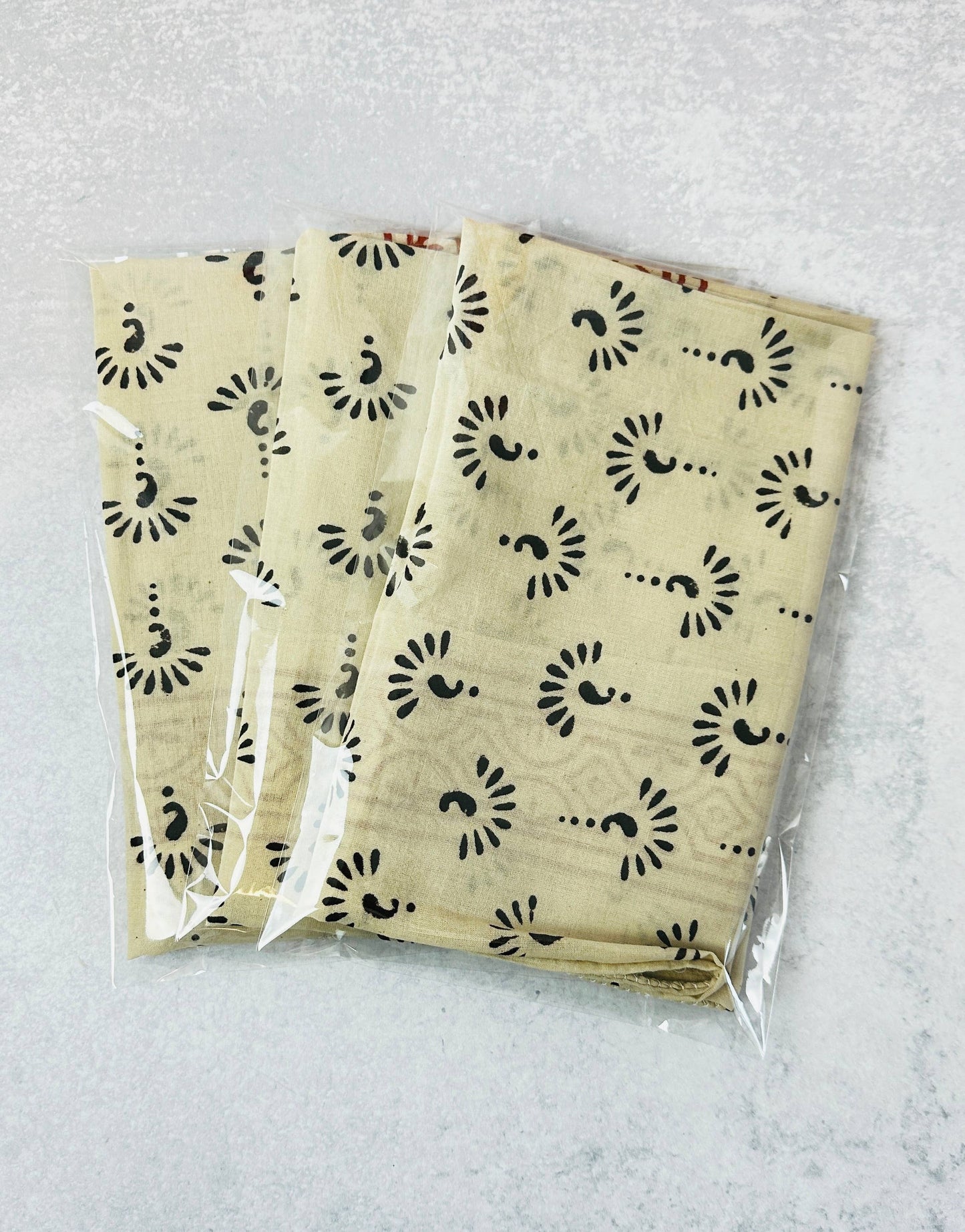Block Printed Bandana - Black Floral