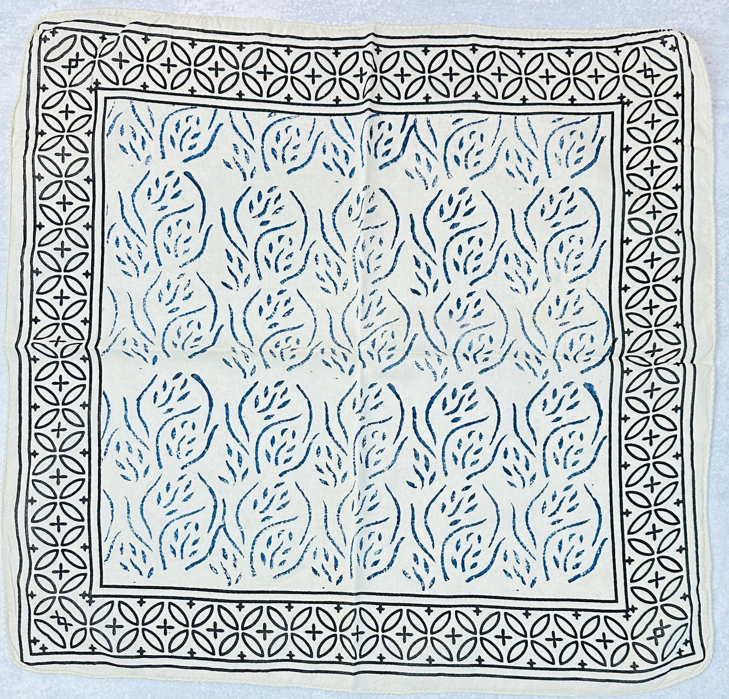 Block Printed Bandana  - Blue Floral