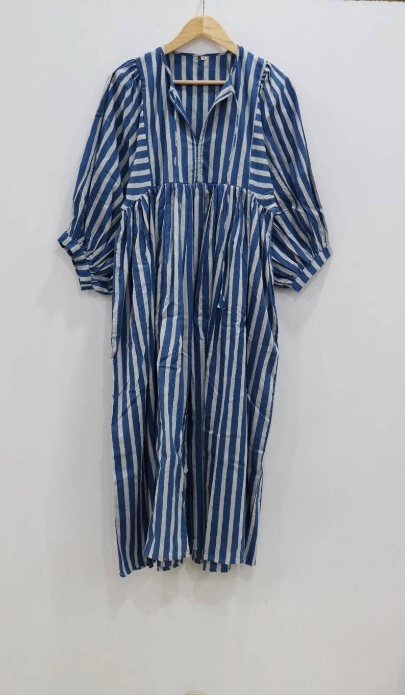 Indian Soft Cotton Printed Summer Dress Night Midi Girl