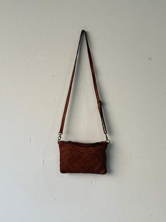 Italian Woven Leather Clutch I - Mocca
