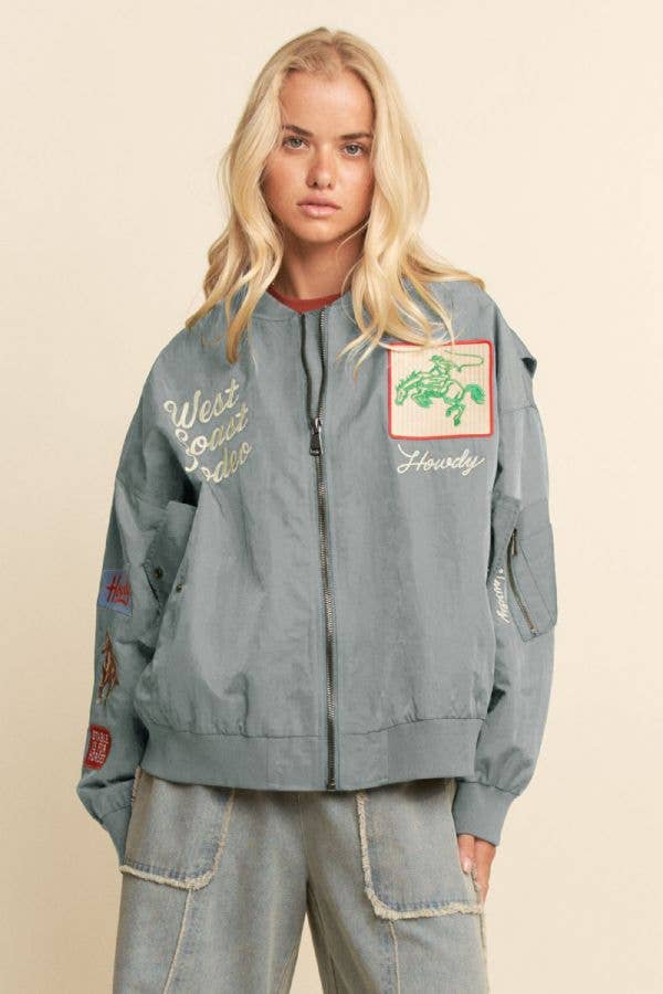 Embroidered Western Bomber Jacket