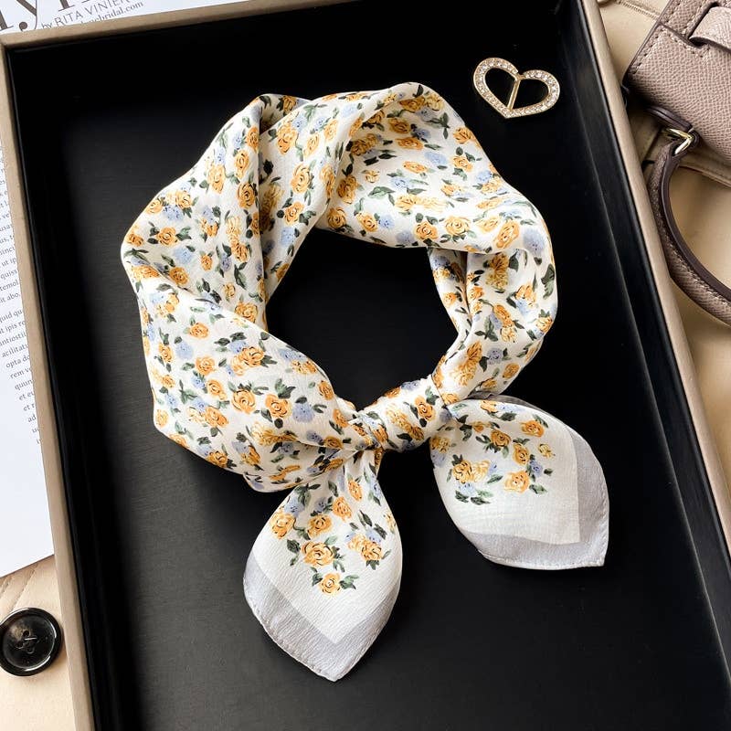 Vintage Rose Silk Scarf | 100% Mulberry Silk