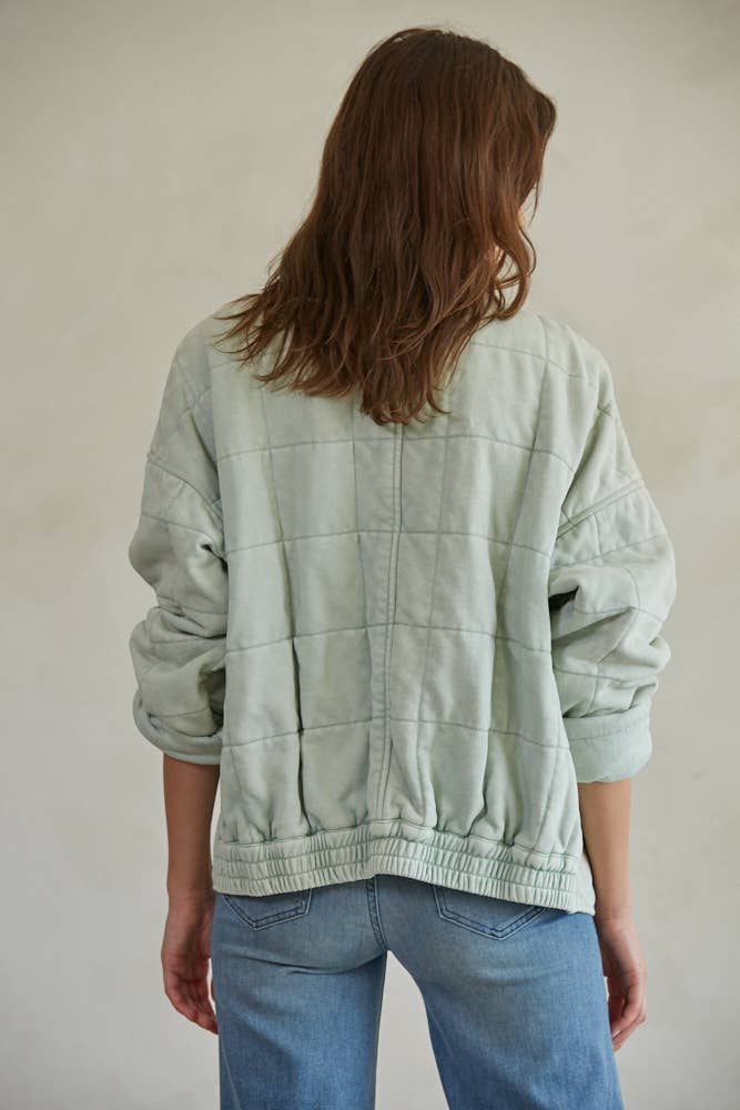 L4369 | Long Sleeve Quilted Knit Mineral Washed Jacket