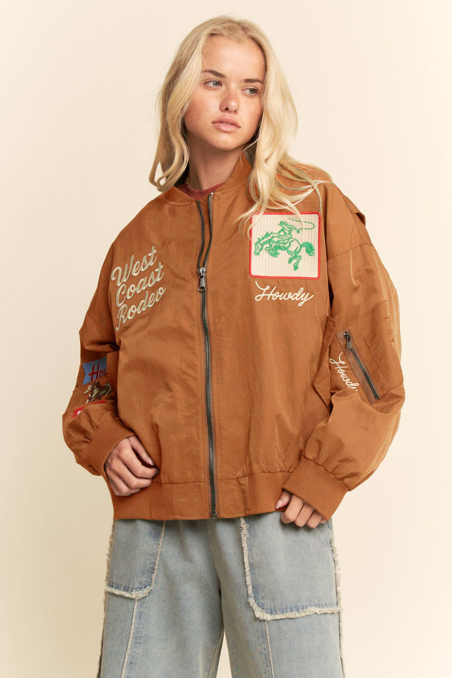Embroidered Western Bomber Jacket