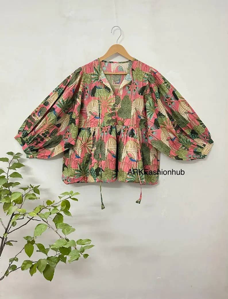 100% Cotton Indian Floral Print Midi Dress Tunic Top Womens