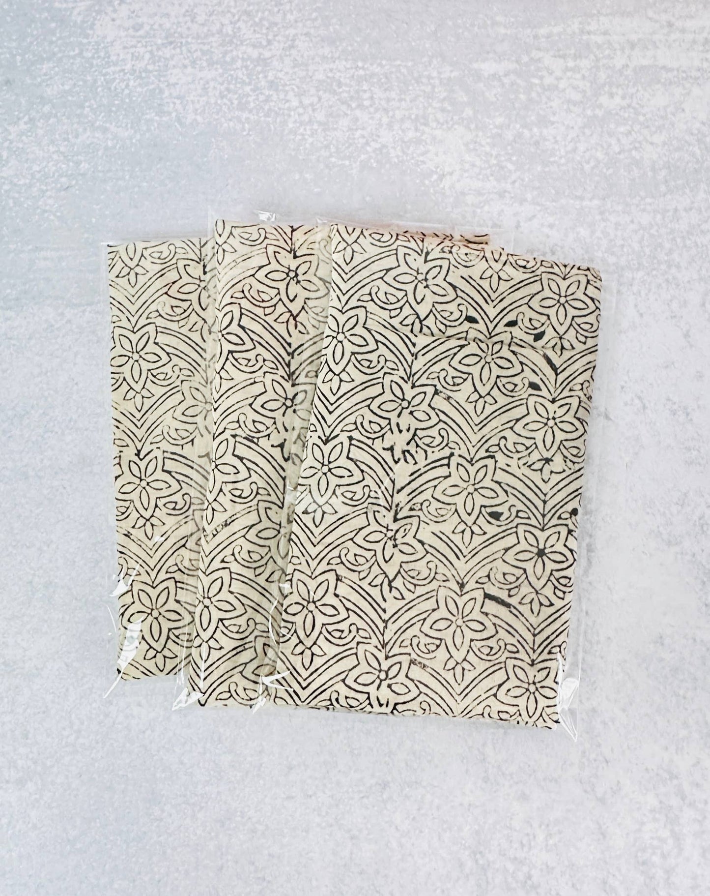 Block Printed Bandana - terraccota and black floral pattern