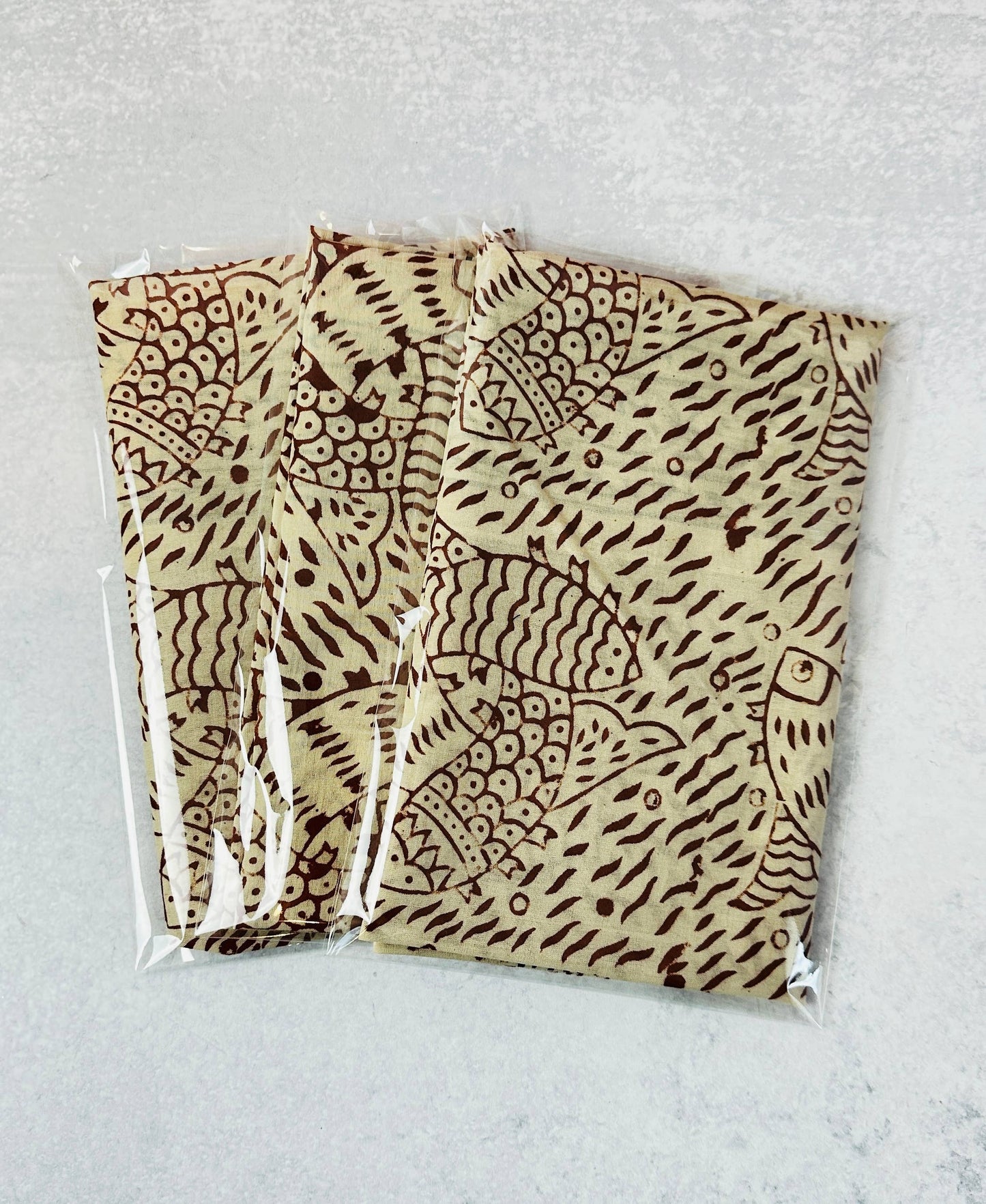 Block Printed Bandana - Red Koi fish