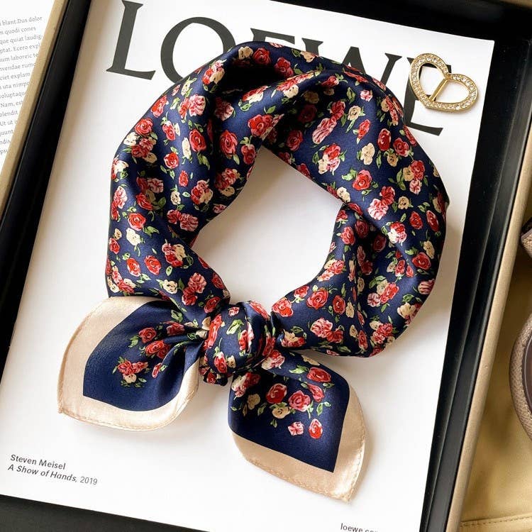 Vintage Rose Silk Scarf | 100% Mulberry Silk