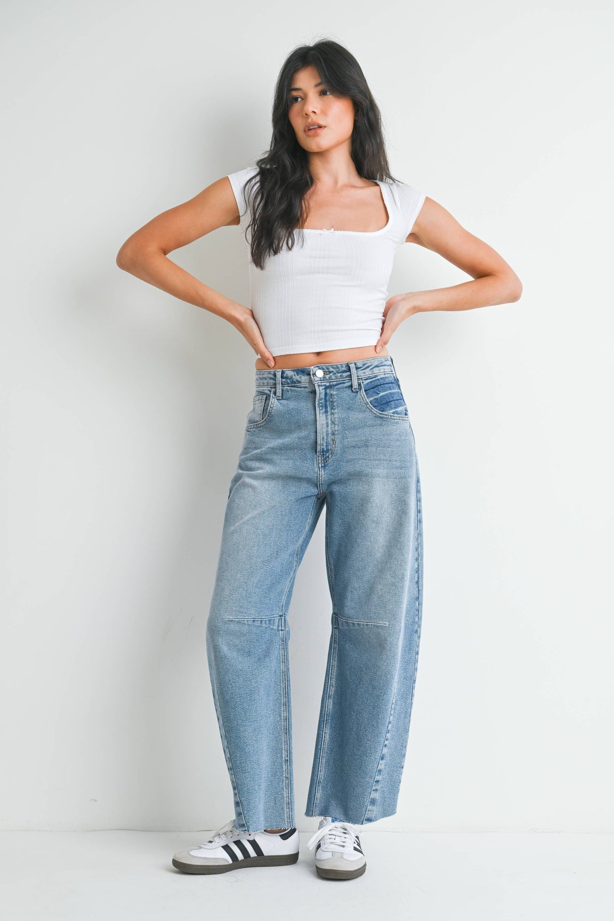 BP473J - LT - Barrel Jean w/ Seams