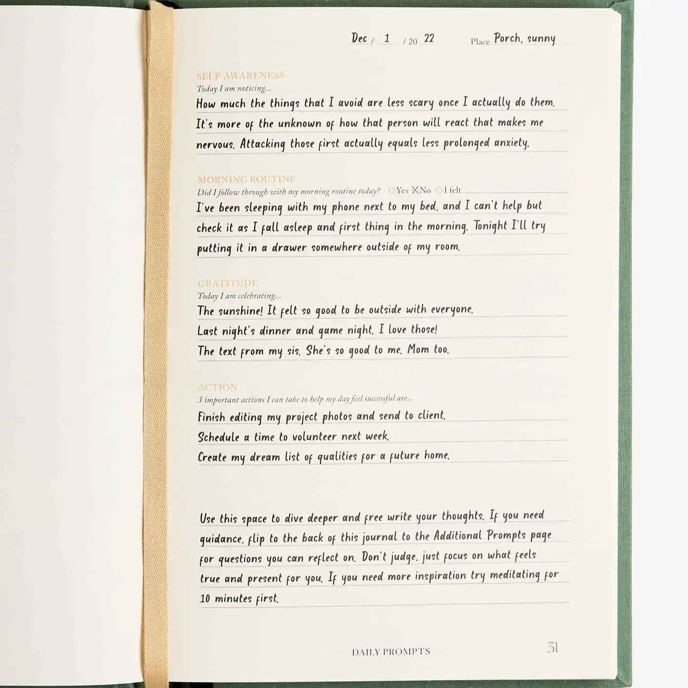 Notes to Mindfulness Journal Sage - Daily Guided Reflection