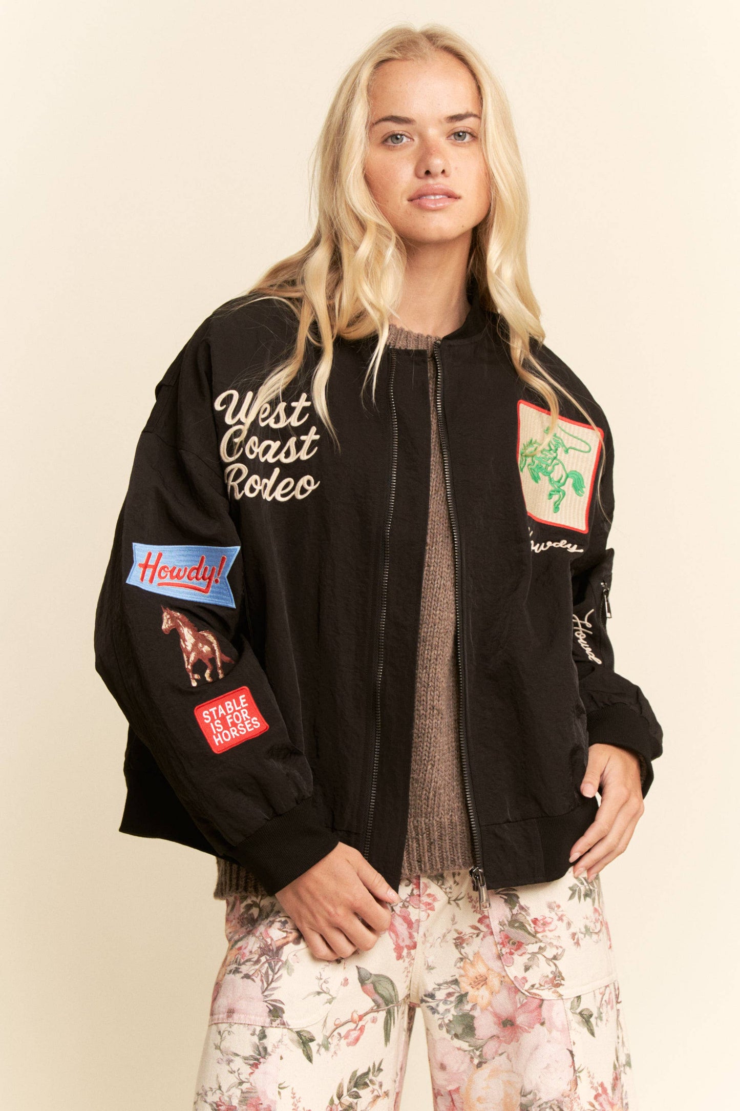 Embroidered Western Bomber Jacket