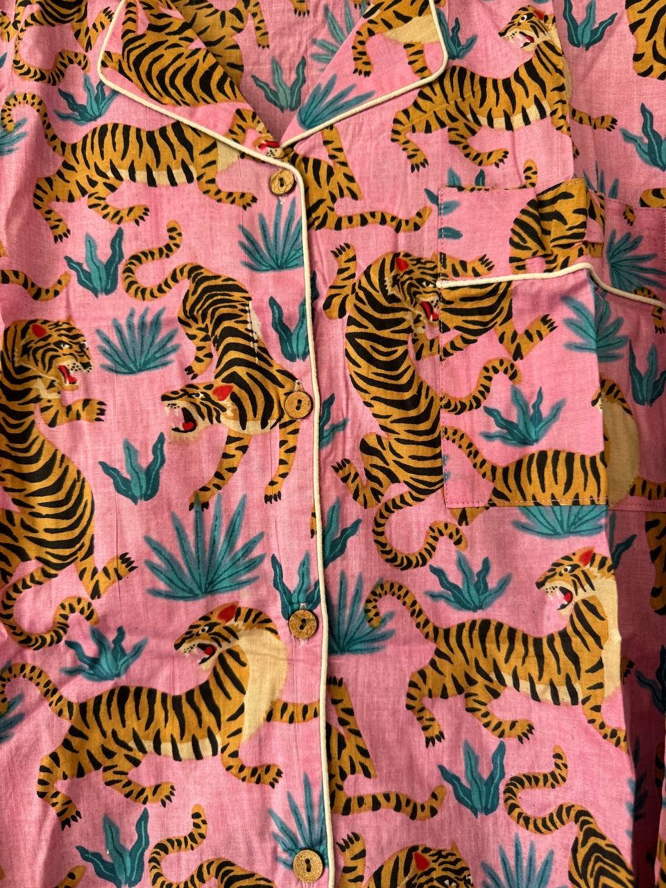Pajama Set Tiger Printed PJ Sets Pure Cotton Summer Dress