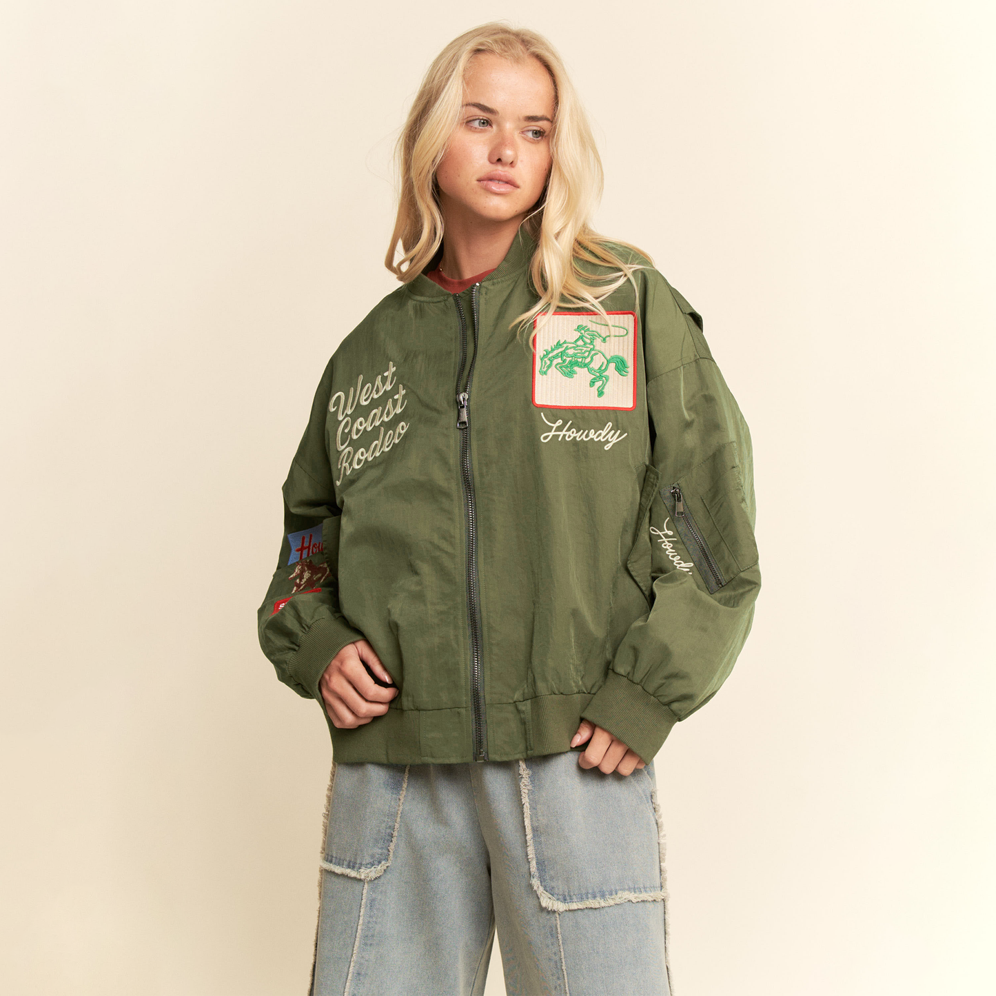 Embroidered Western Bomber Jacket
