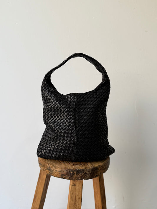 Italian Woven Tote Bag Black