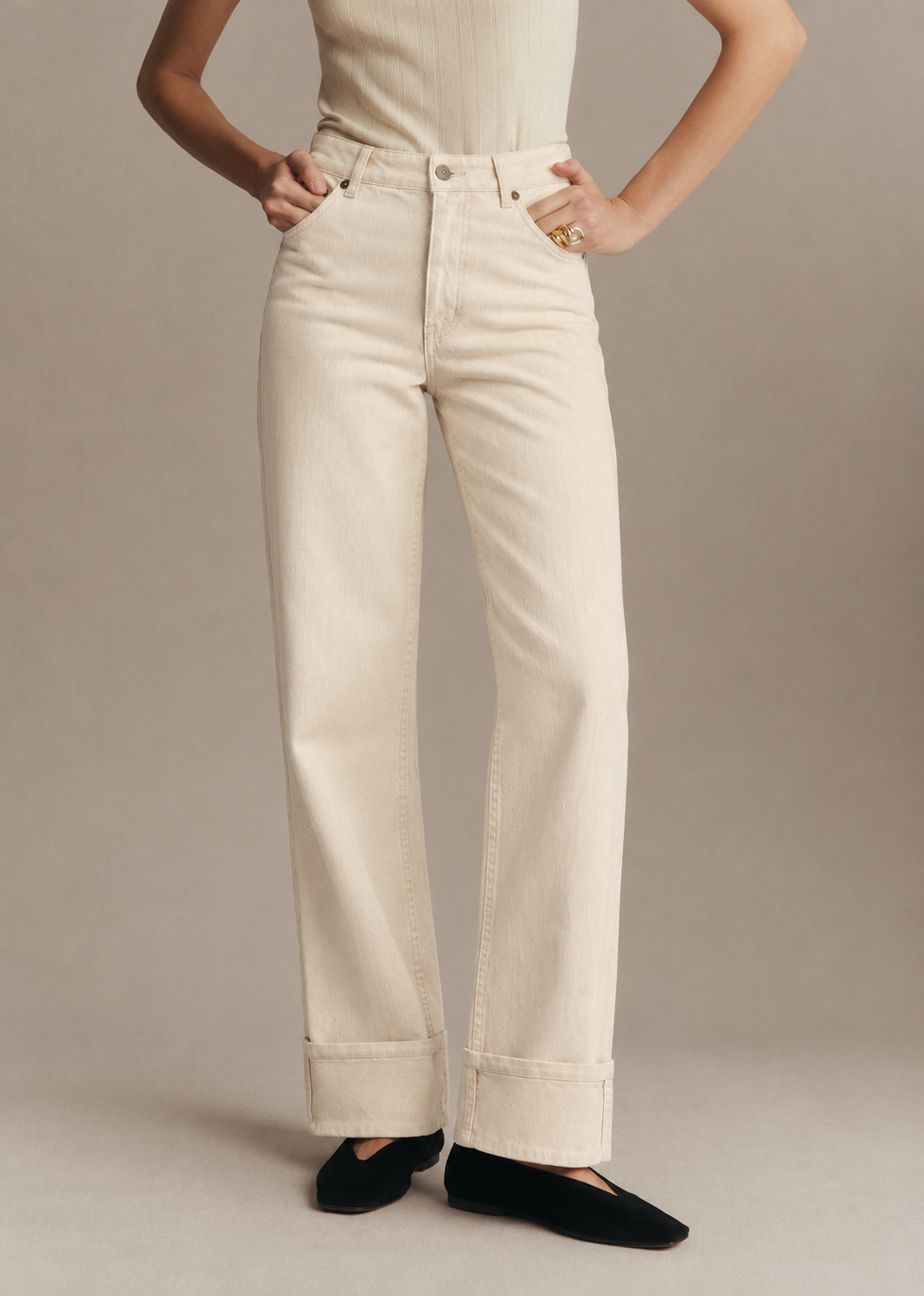 45851-Wide Leg Denim Trousers