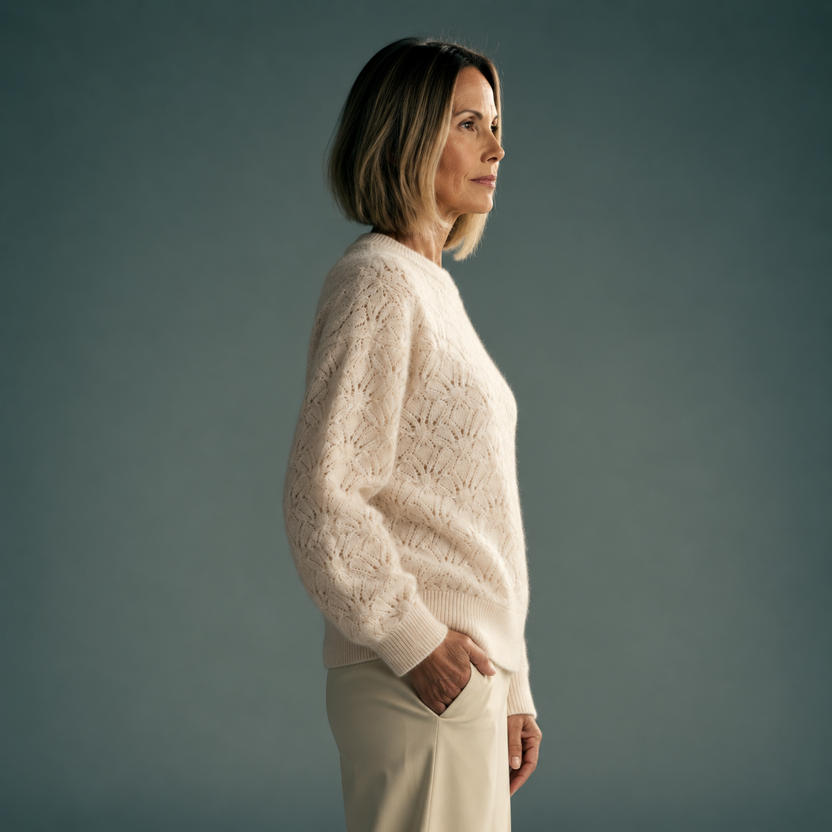 Paloma Ecru Crochet Pullover